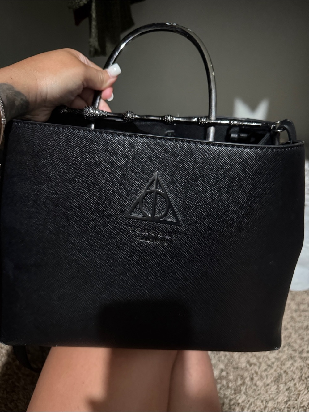 Loungefly Harry Potter Black Structured Satchel with Top Handles